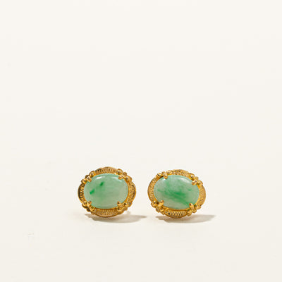 21k Gold Jadeite Earrings | 6.00ctw |