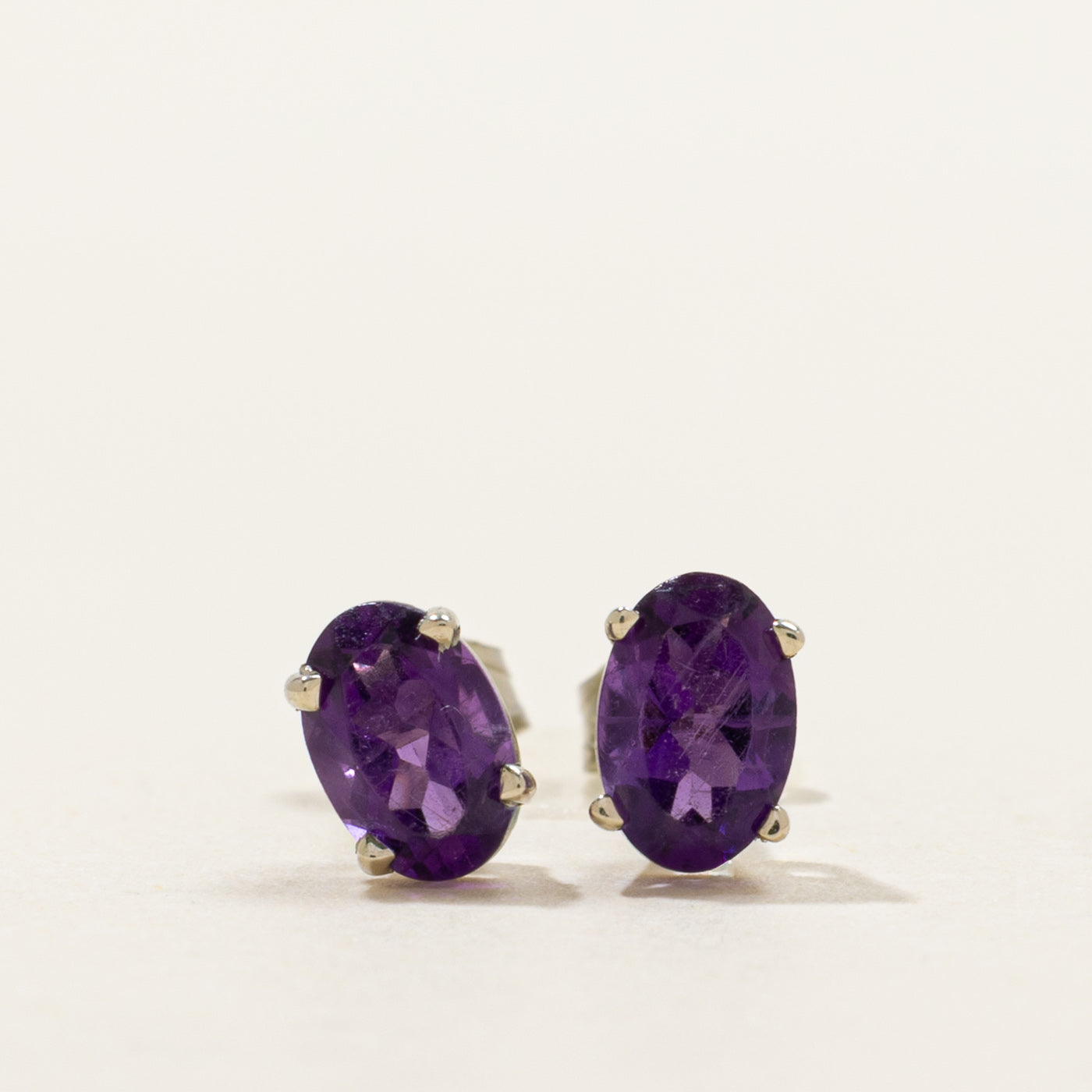 '100 Ways' 14k Oval Cut Amethyst Stud Earrings | 0.90ctw