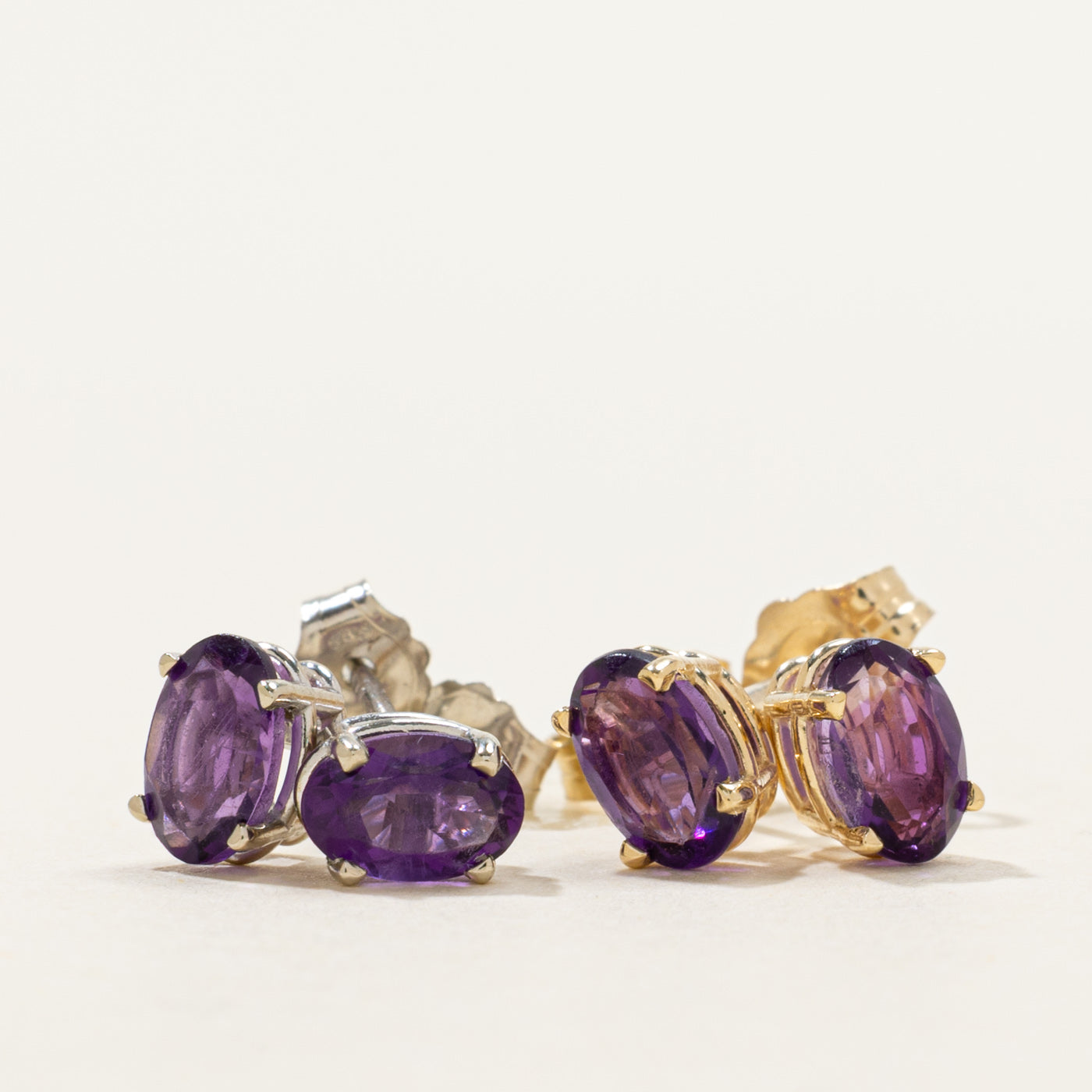 '100 Ways' 14k Oval Cut Amethyst Stud Earrings | 0.90ctw