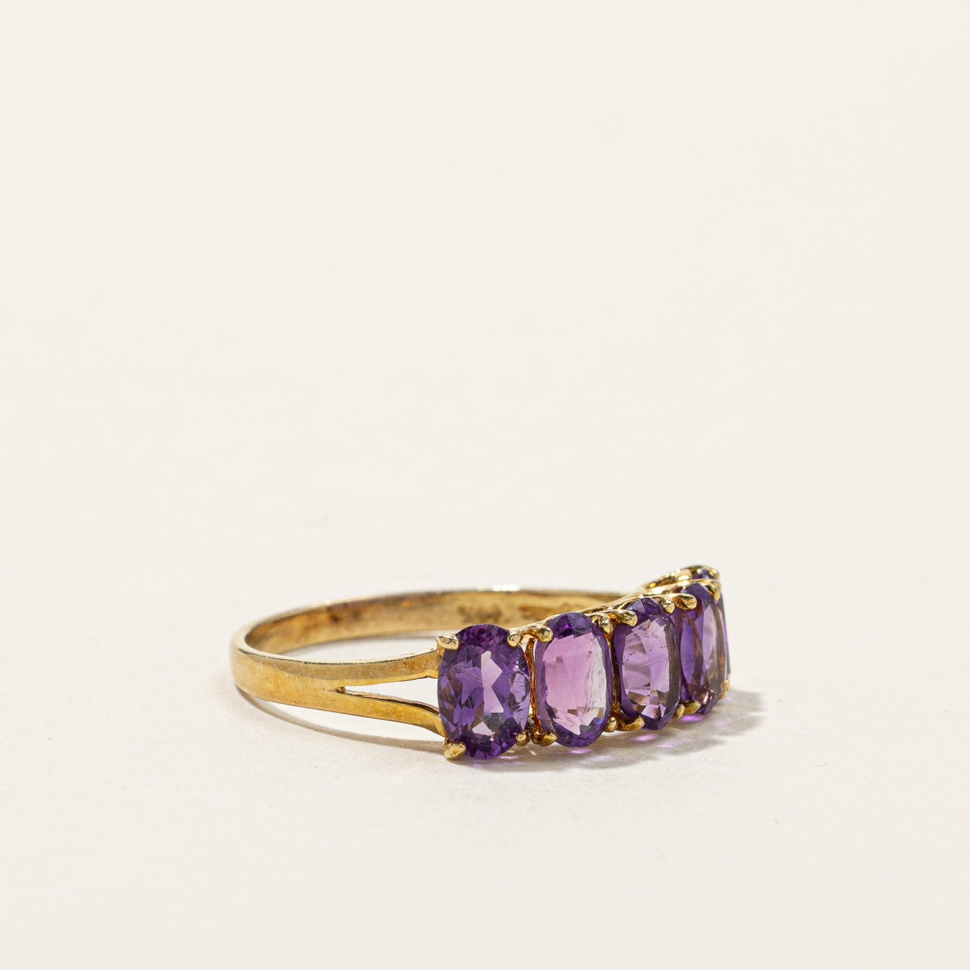 Bague cinq pierres en améthyste | 1,75 ct | Taille 7,75 | 