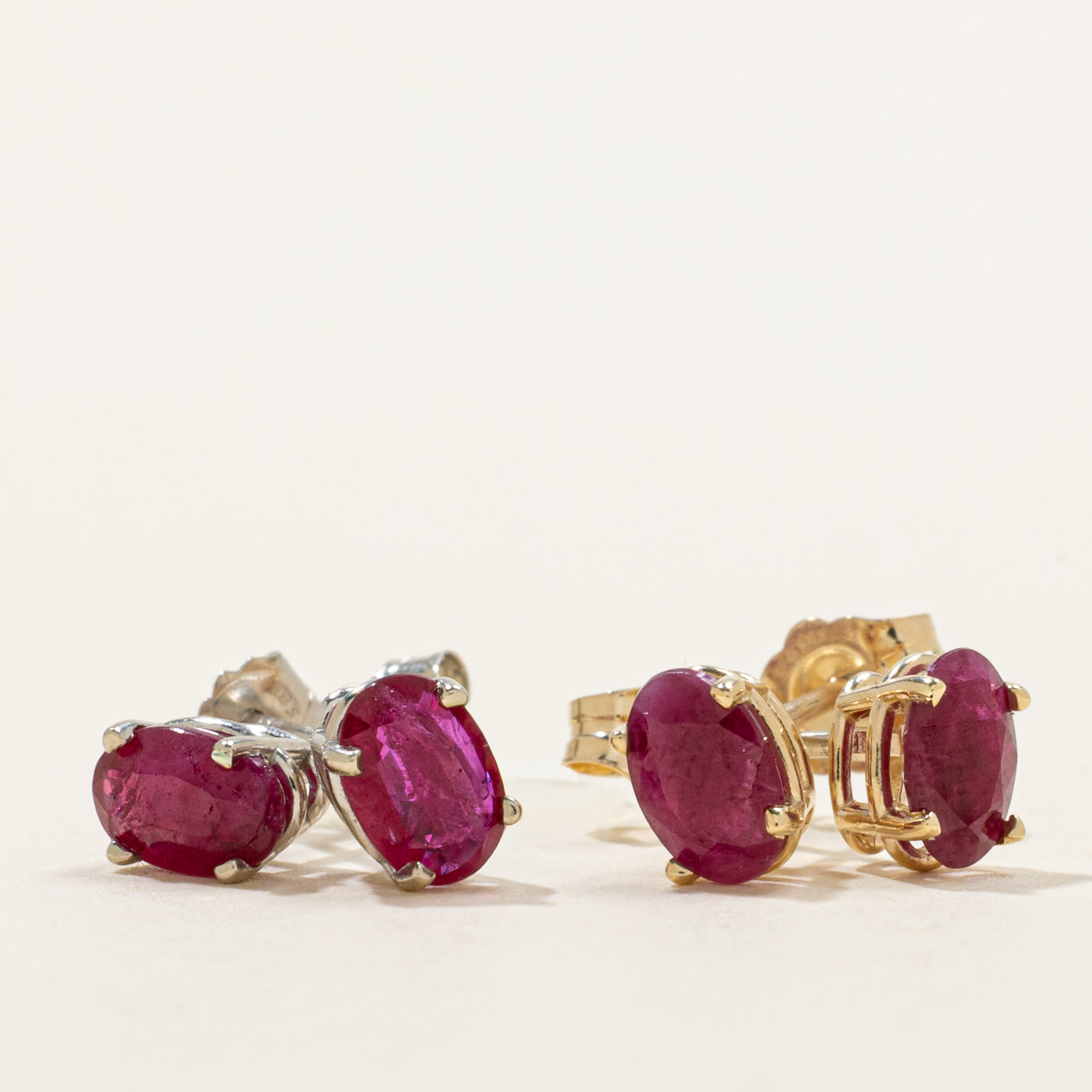 '100 Ways' Oval Cut Ruby Solitaire Stud Earrings | 1.0ctw