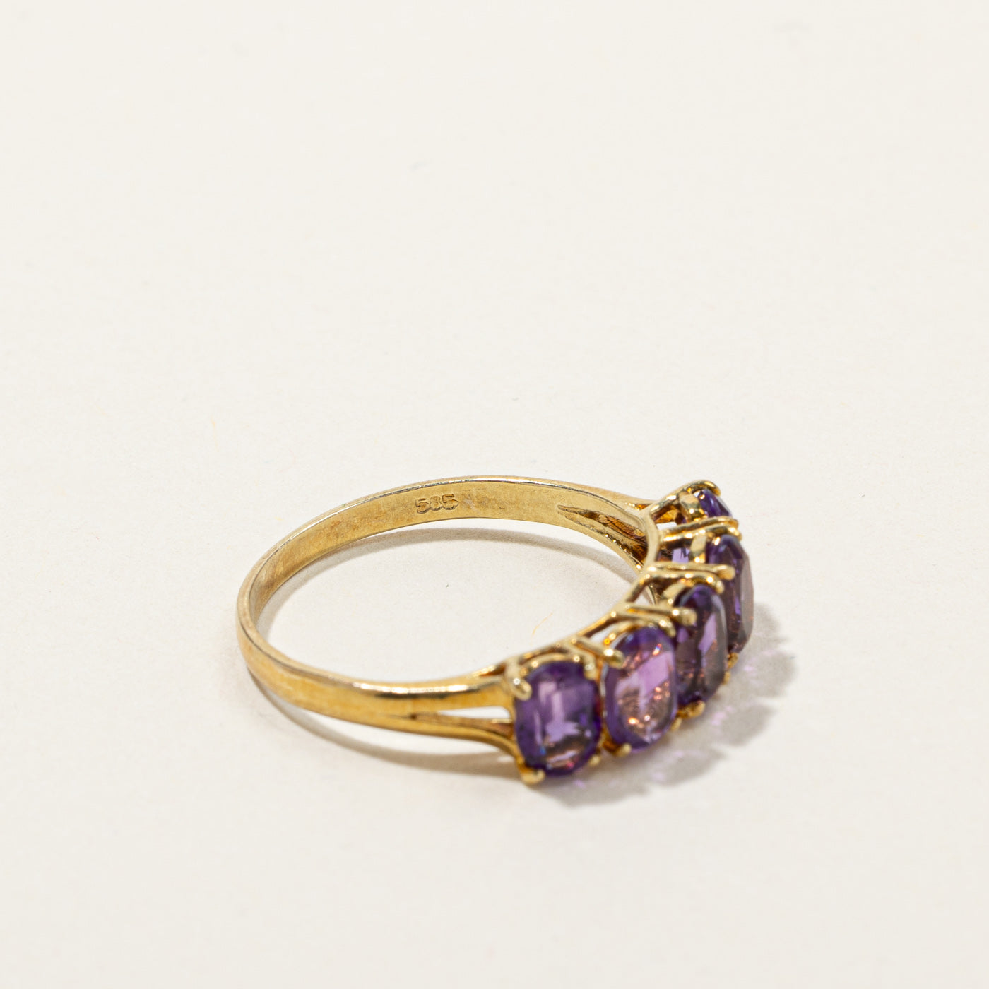 Bague cinq pierres en améthyste | 1,75 ct | Taille 7,75 | 