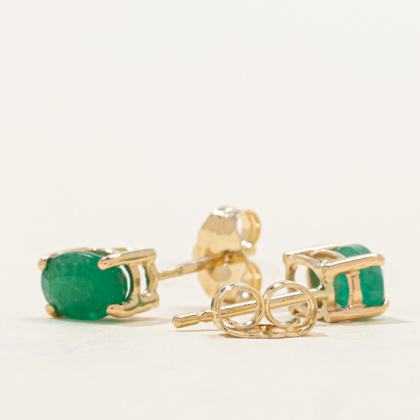 '100 Ways' Oval Cut Emerald Solitaire Stud Earrings | 0.95ctw