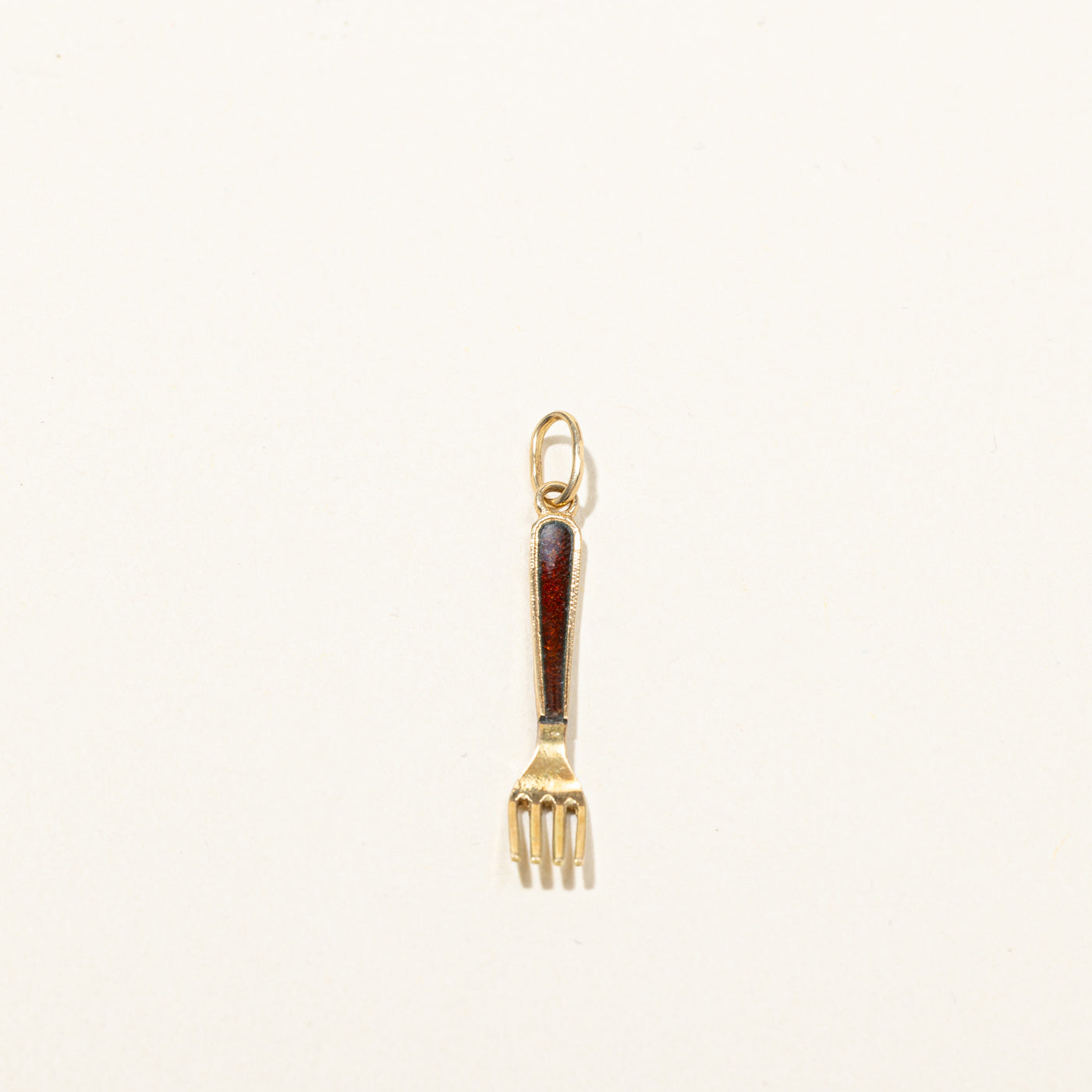 Enameled Gold Fork Charm