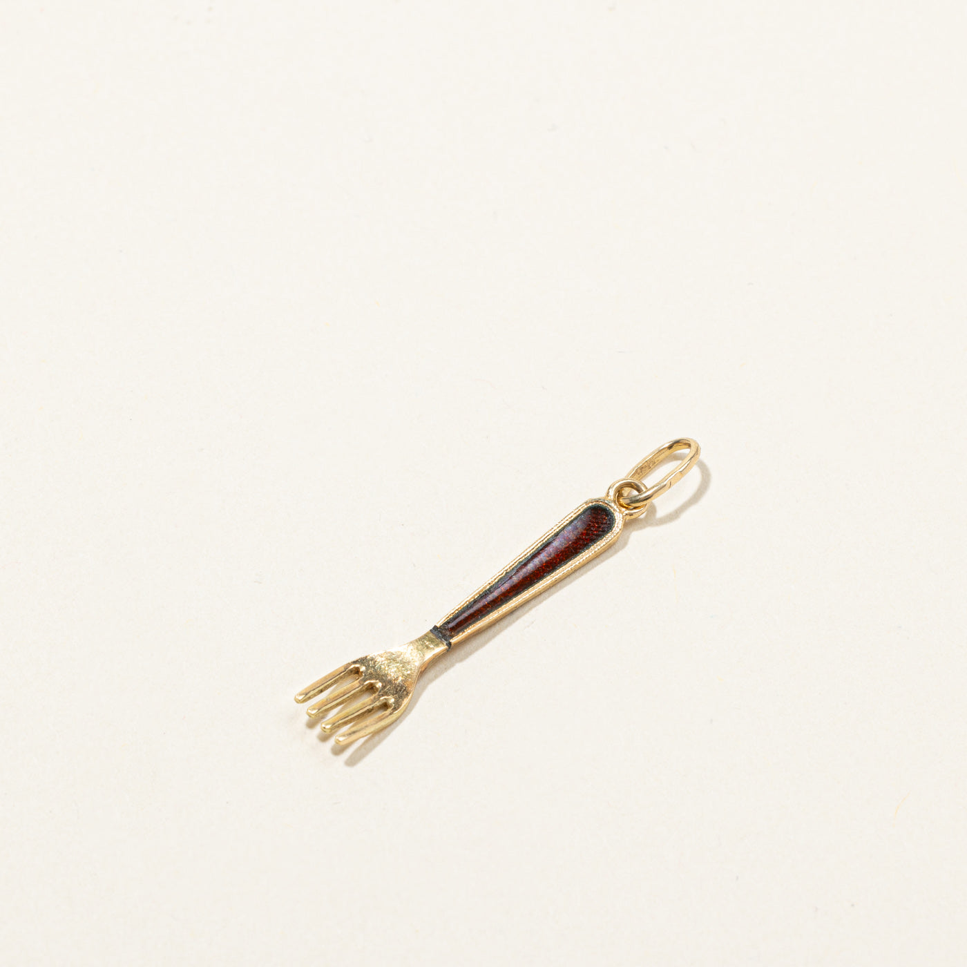 Enameled Gold Fork Charm
