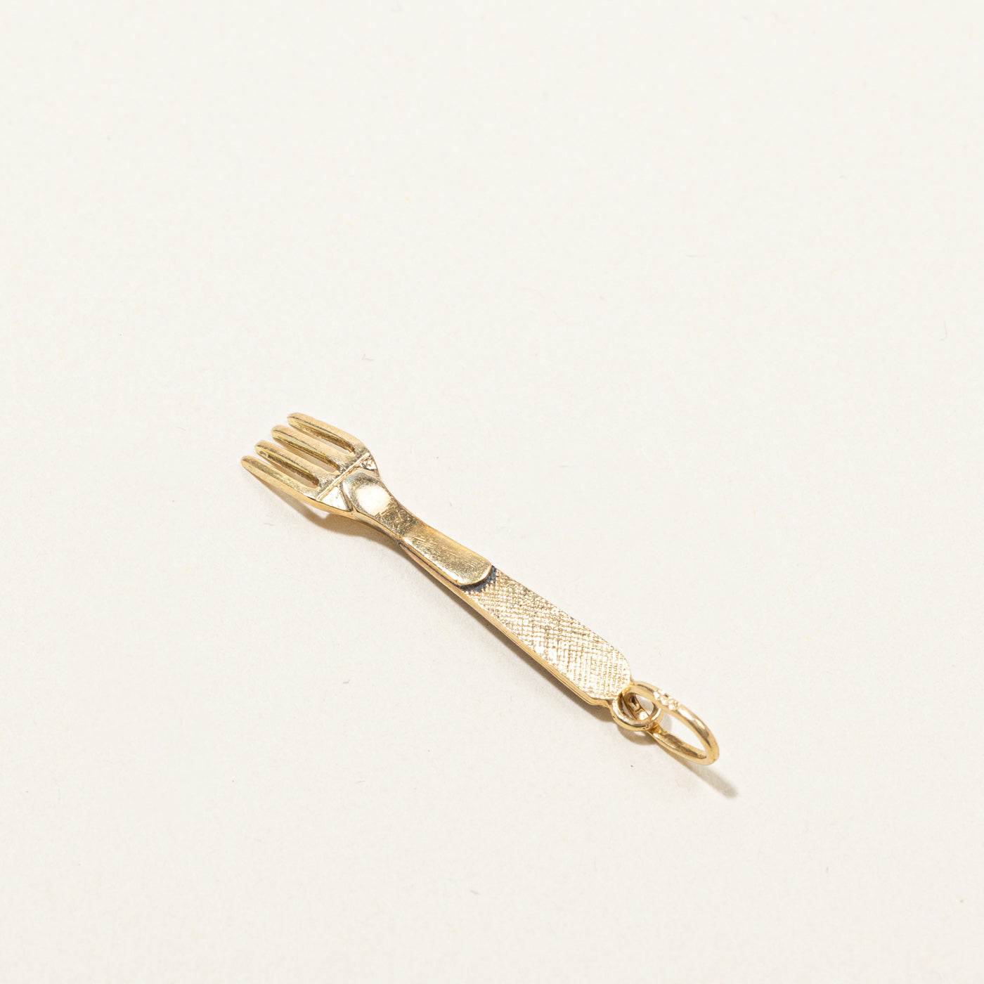 Enameled Gold Fork Charm