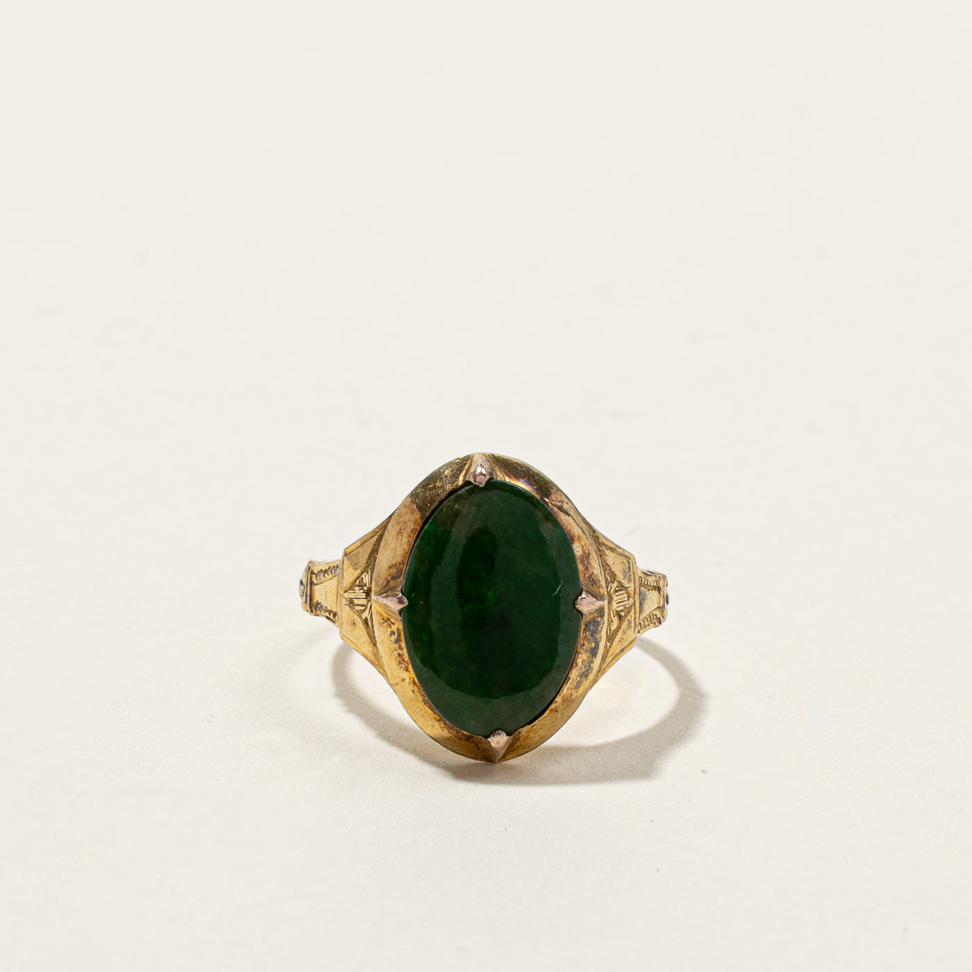 Nephrite Jade Vintage Gold Ring | 1.23ct | SZ 5.25 |