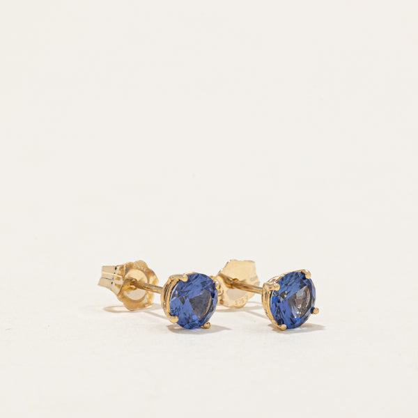 Synthetic Sapphire Stud Earrings | 1.00ctw |