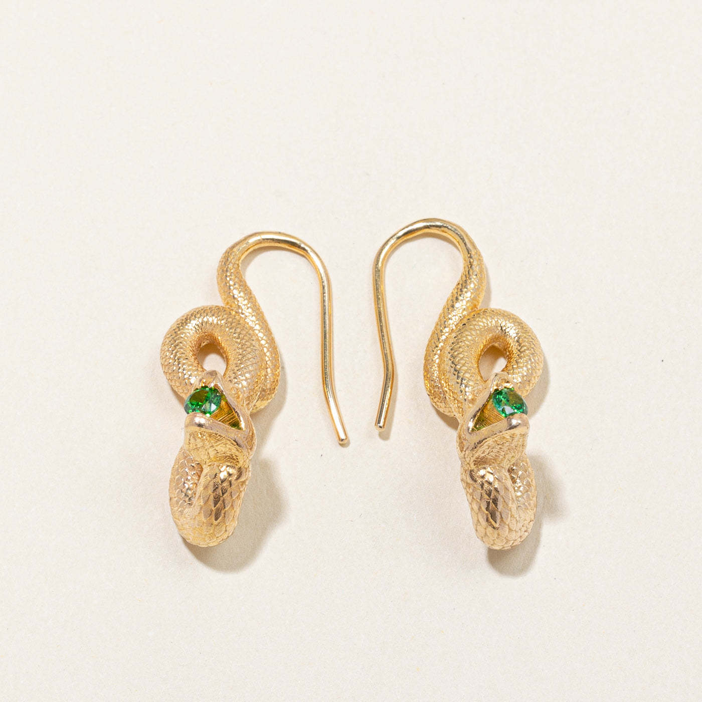 Green Garnet Snake Drop Earrings | 0.36ctw |