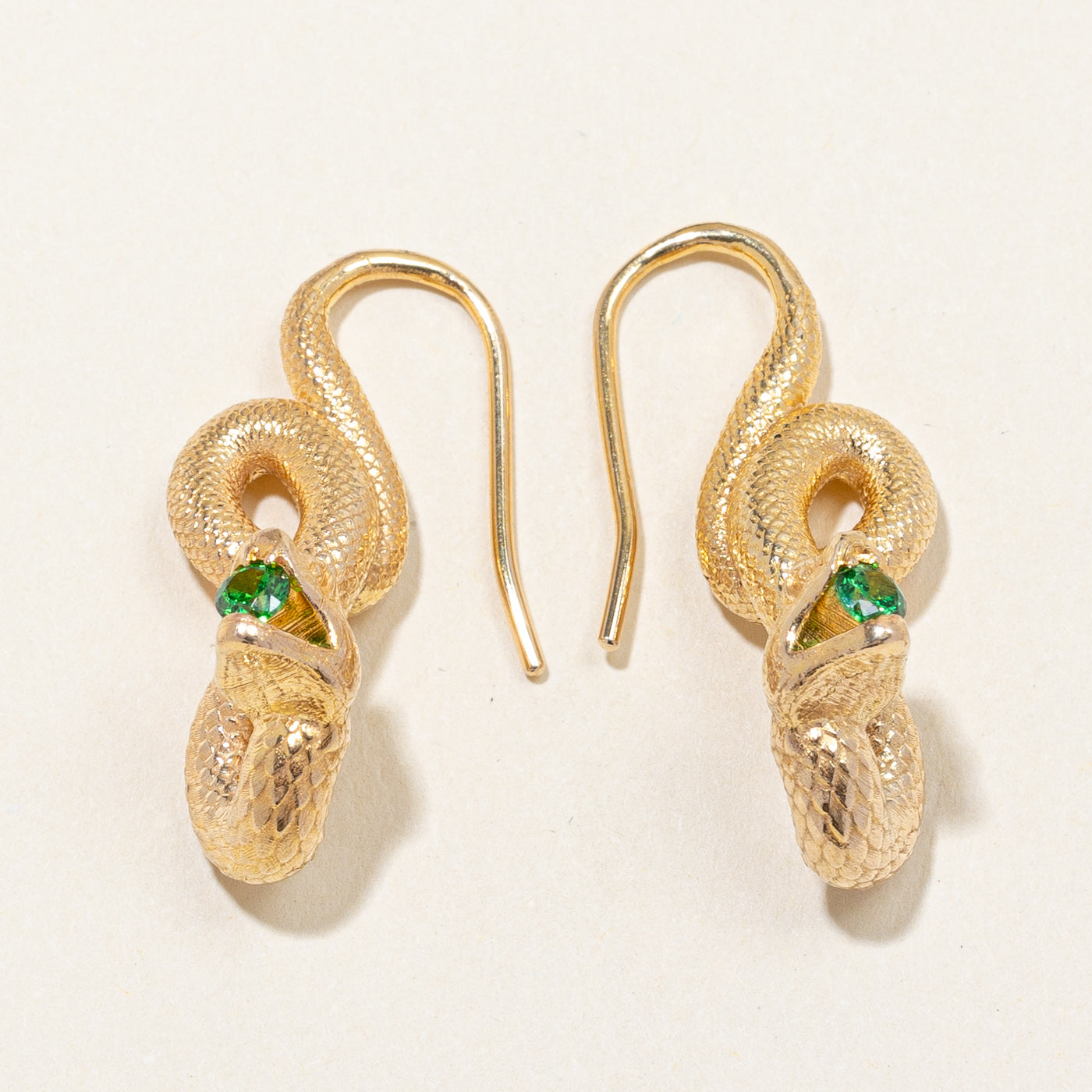 Green Garnet Snake Drop Earrings | 0.36ctw |