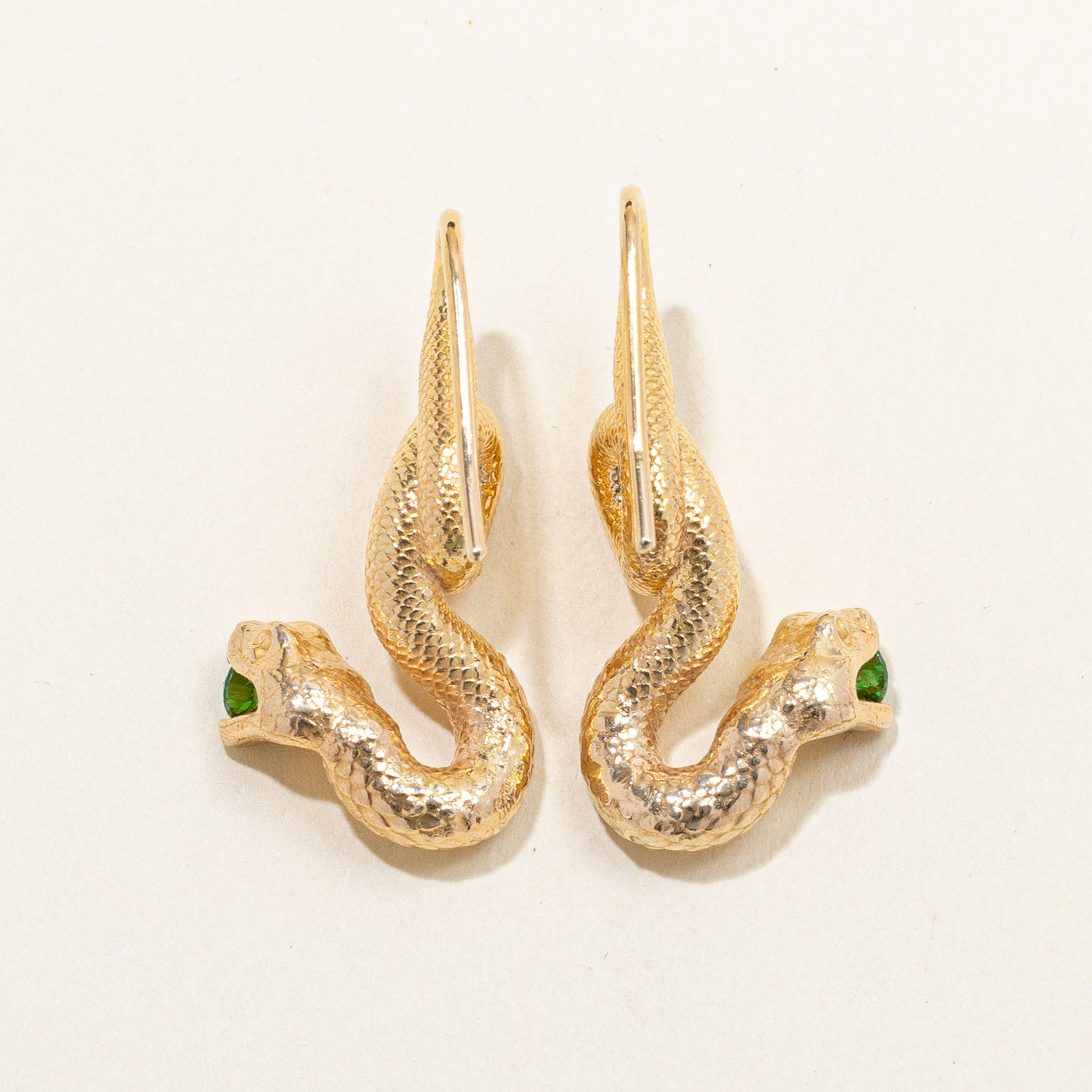 Green Garnet Snake Drop Earrings | 0.36ctw |