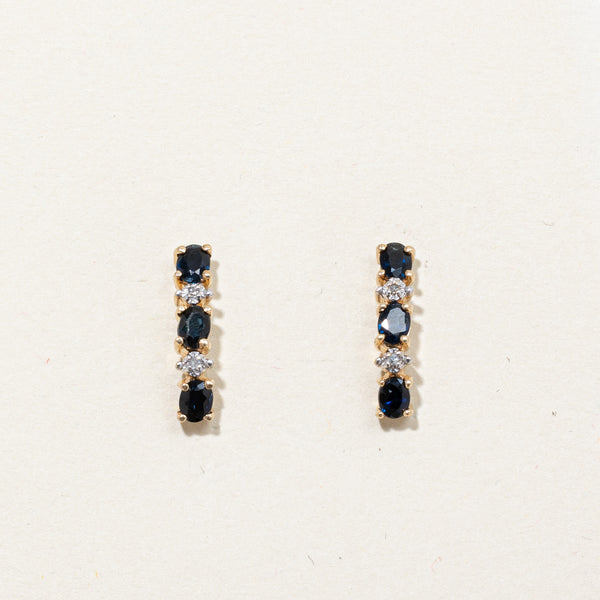 Sapphire & Diamond Drop Earrings | 1.00ctw, 0.02ctw |