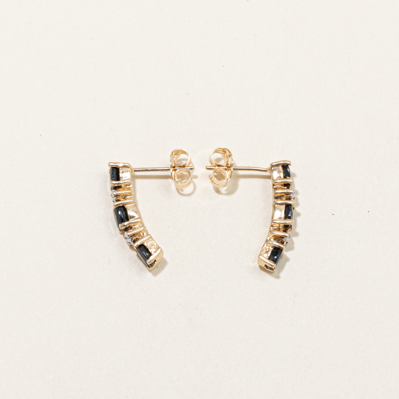 Sapphire & Diamond Drop Earrings | 1.00ctw, 0.02ctw |