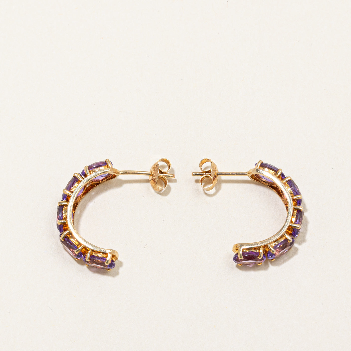 Amethyst Half Hoop Earrings | 2.20ctw |