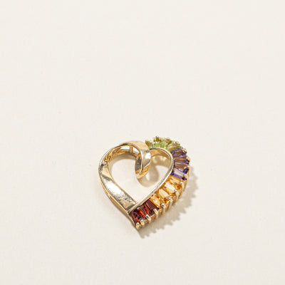 Multi Gemstones Heart Pendant | 1.03ctw |