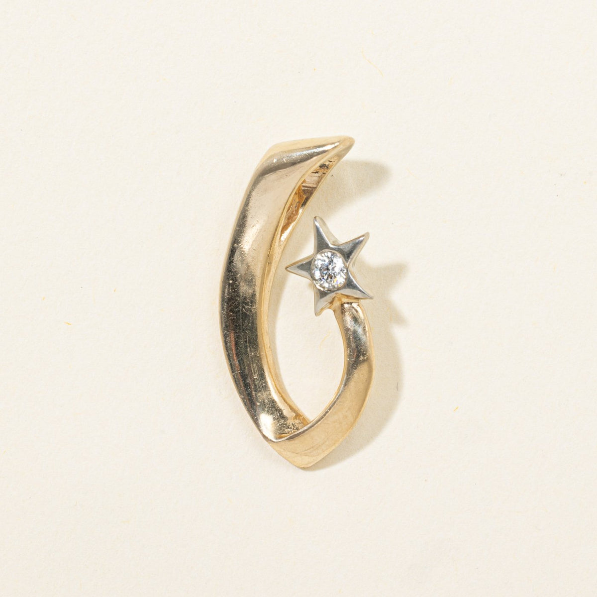 14k Two Tone Diamond Star Swirl Pendant | 0.08ct