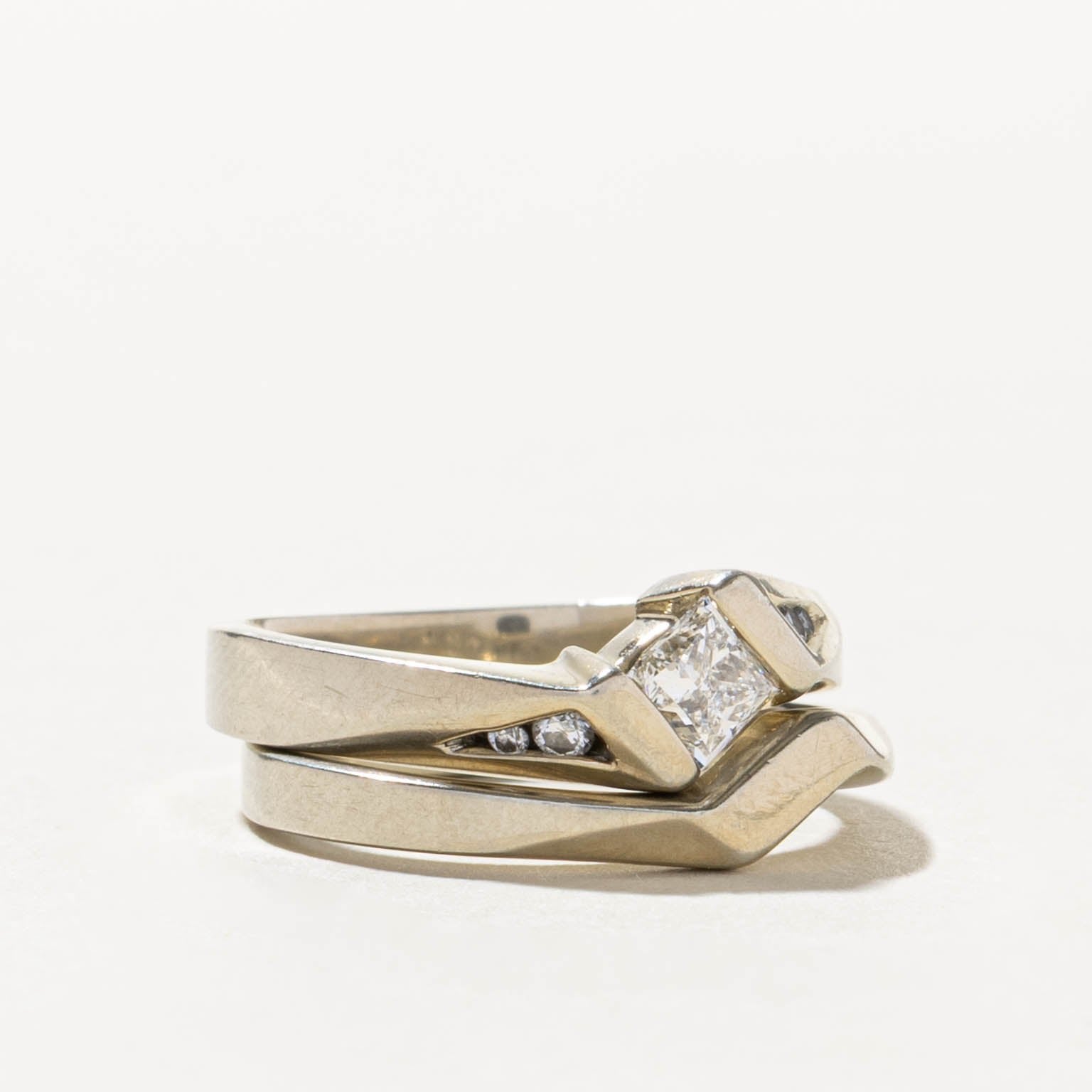 19k Tension Set Princess Cut Diamond Architectural Cocktail Ring | 0.48ctw | SZ 6.5