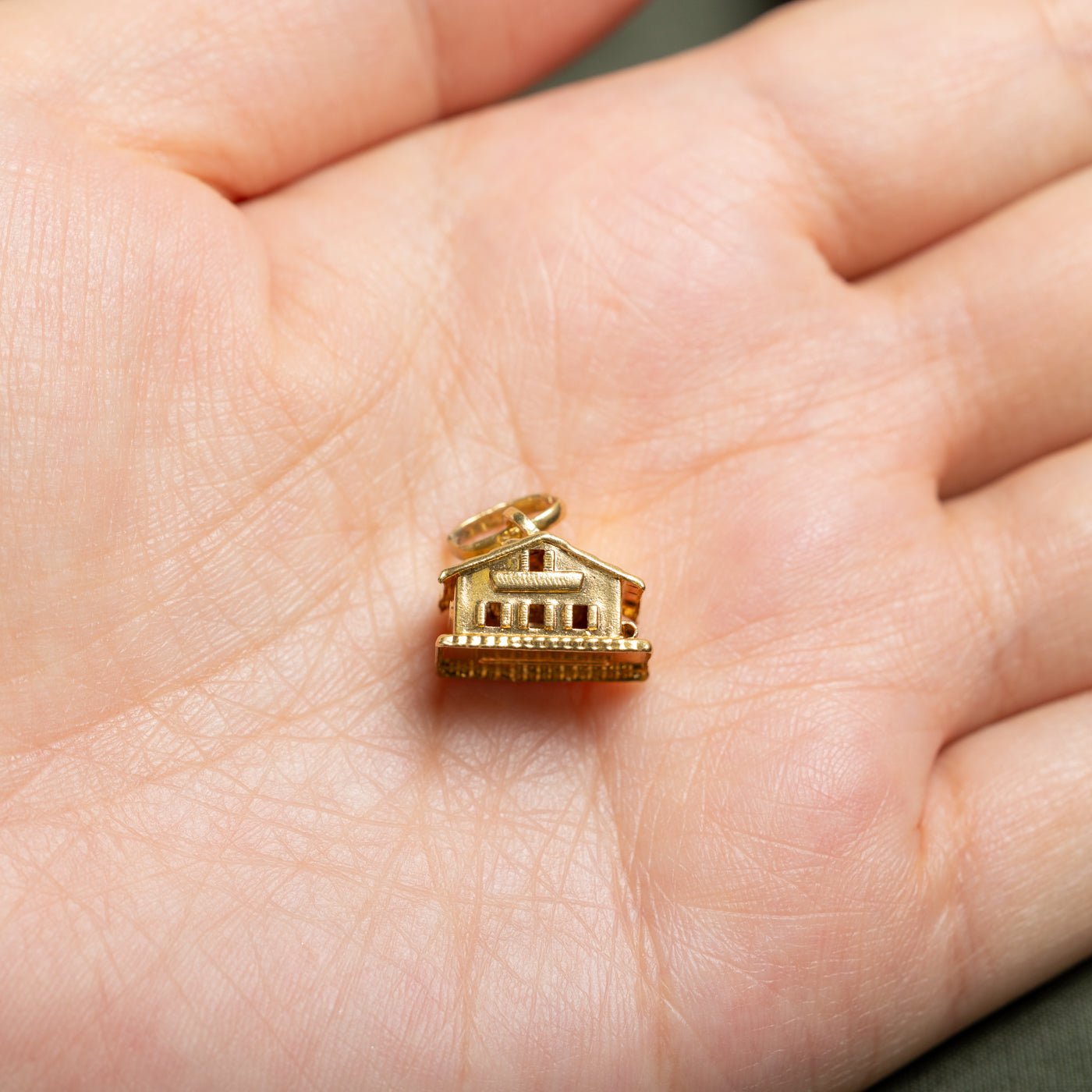 18k Yellow Gold Chalet with Heart Charm