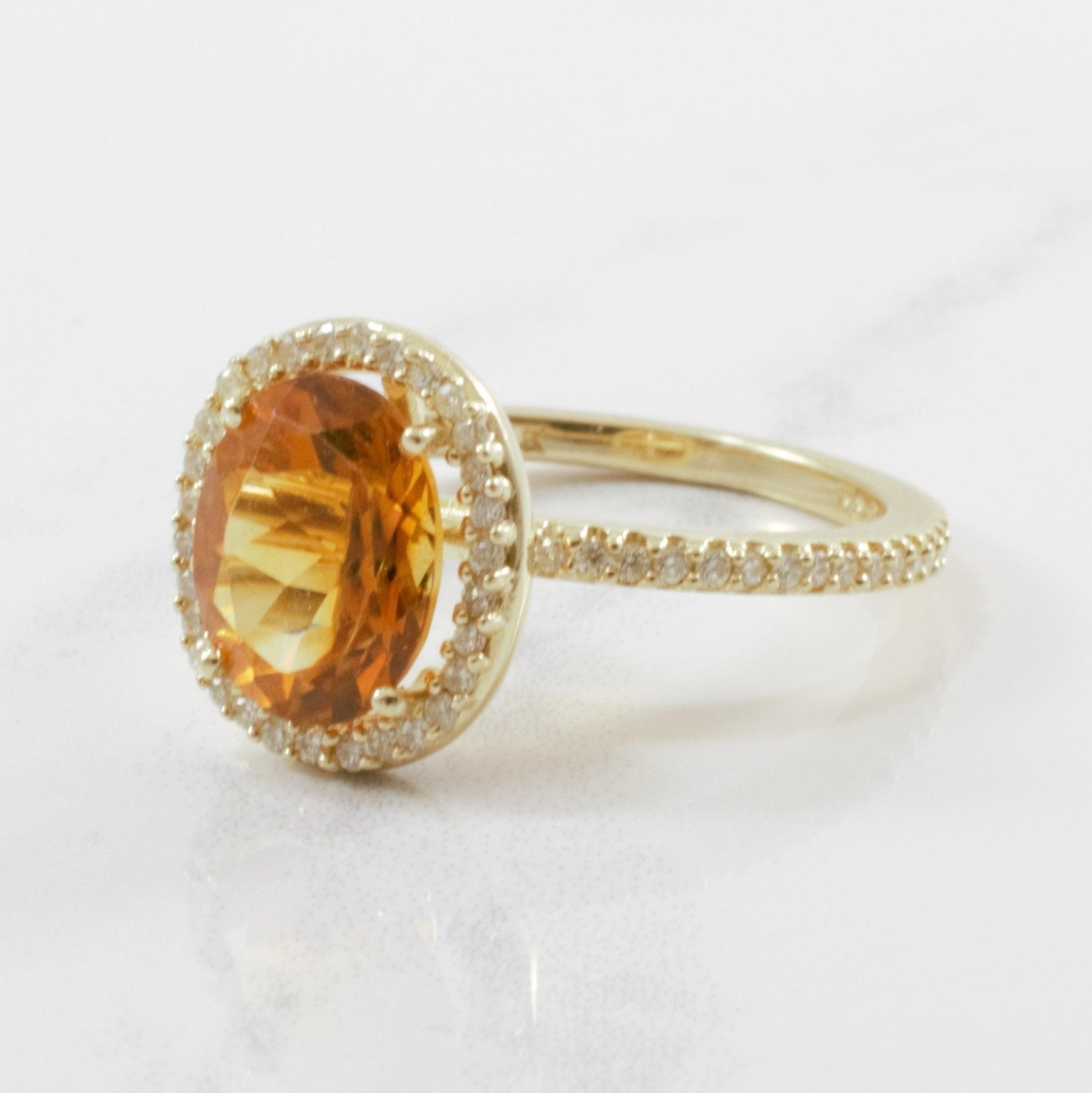 'Effy' Citrine & Diamond Halo Ring | 0.30ctw, 2.25ct | SZ 7.25 | - 100 Ways