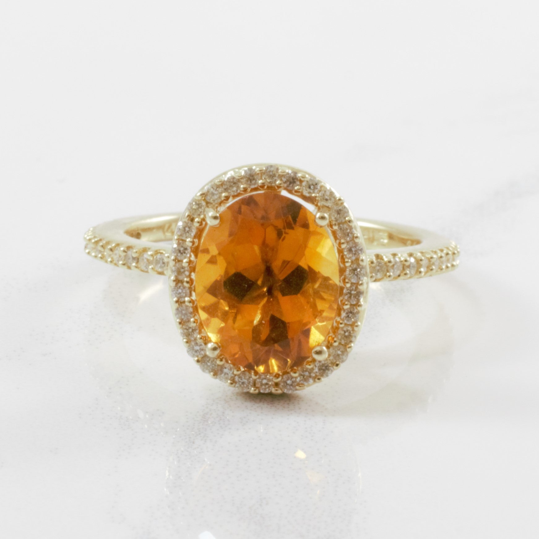 'Effy' Citrine & Diamond Halo Ring | 0.30ctw, 2.25ct | SZ 7.25 | - 100 Ways