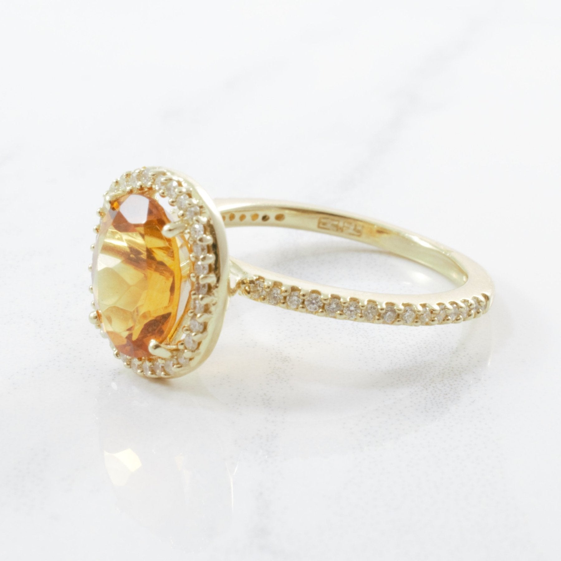 'Effy' Citrine & Diamond Halo Ring | 0.30ctw, 2.25ct | SZ 7.25 | - 100 Ways