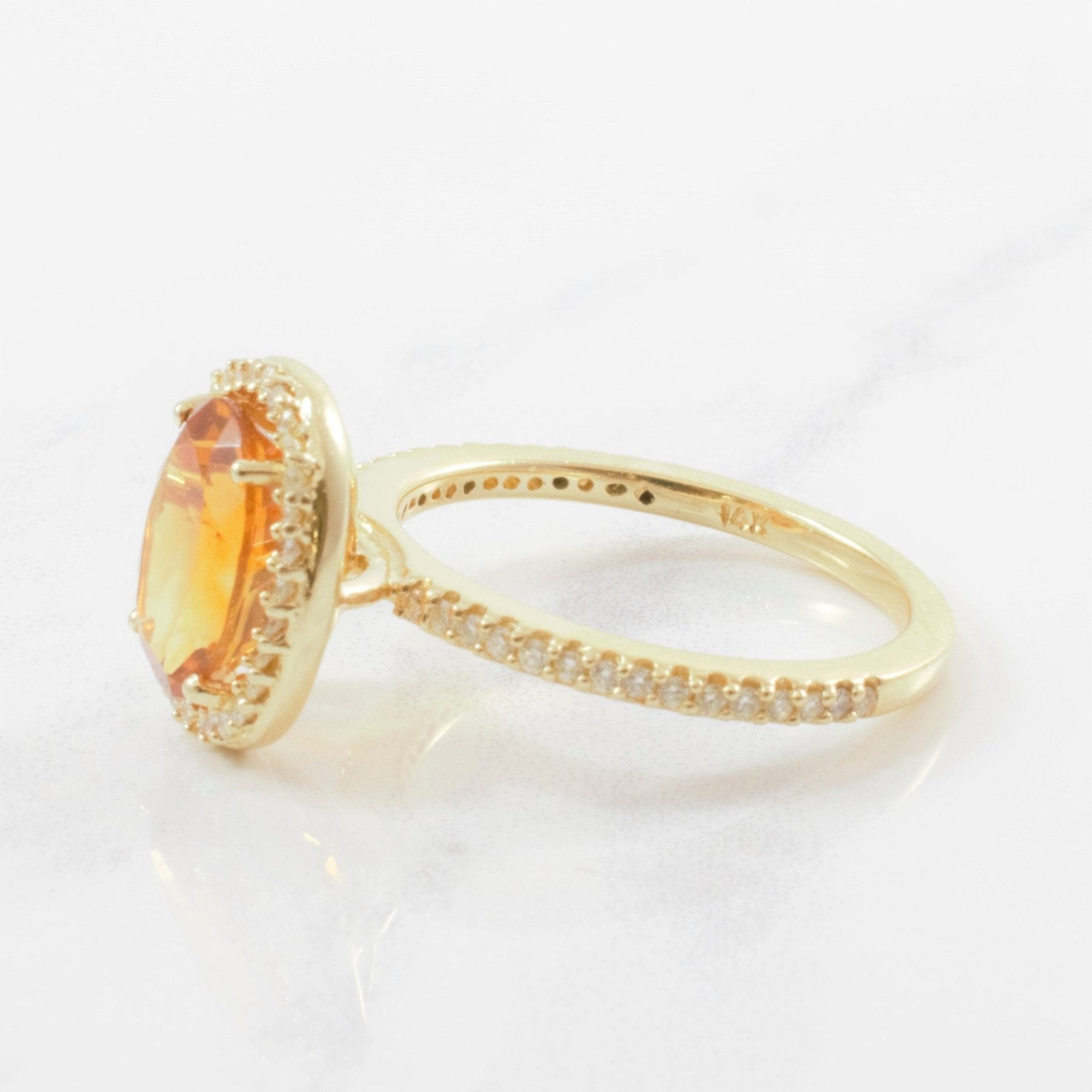 'Effy' Citrine & Diamond Halo Ring | 0.30ctw, 2.25ct | SZ 7.25 | - 100 Ways