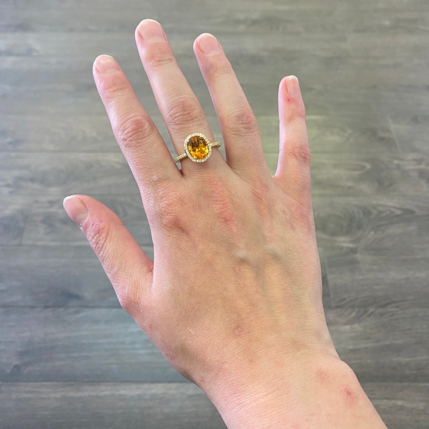 'Effy' Citrine & Diamond Halo Ring | 0.30ctw, 2.25ct | SZ 7.25 | - 100 Ways