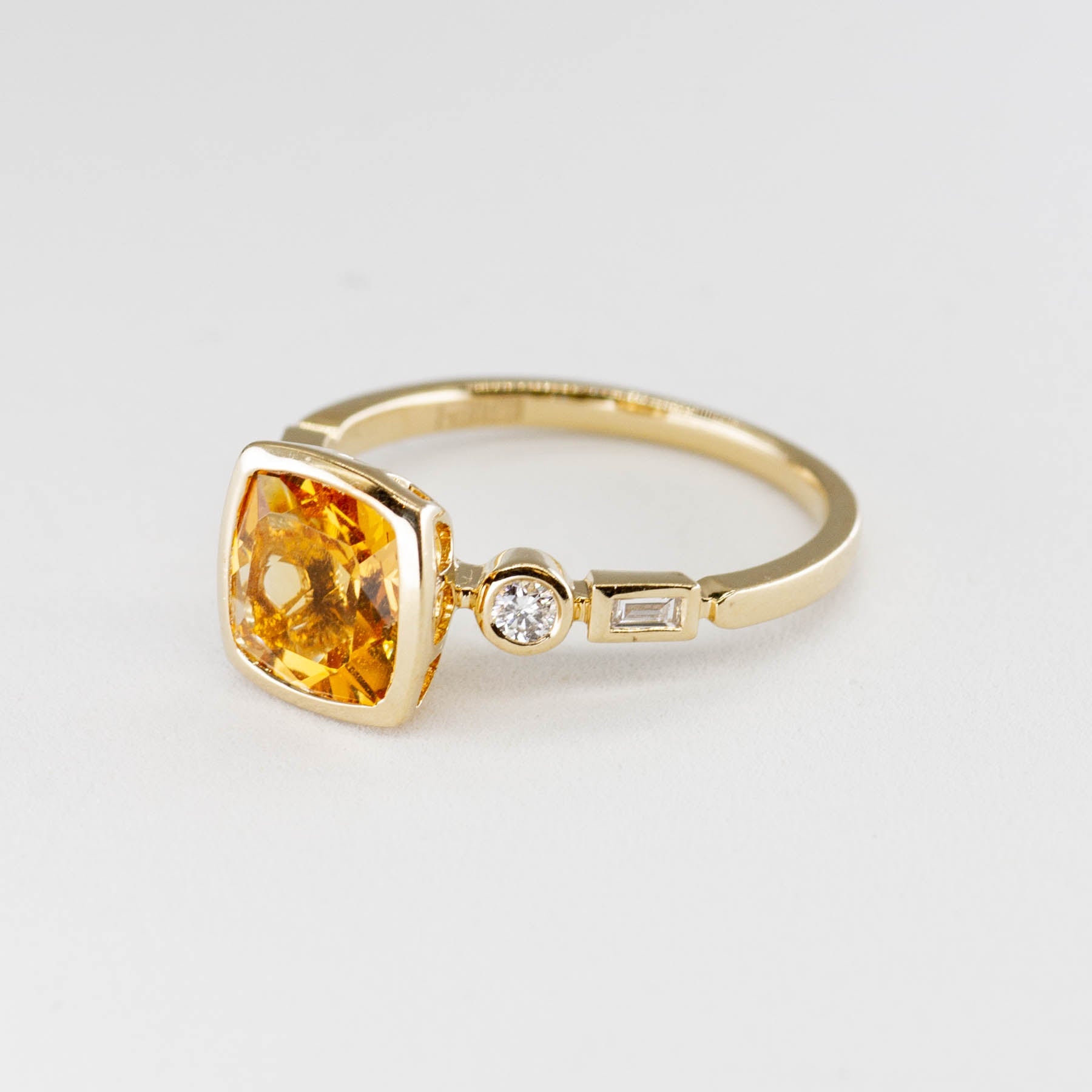 'Effy' Cushion Cut Citrine and Diamond Ring | 1.50ct 0.18ctw | SZ 7 | - 100 Ways