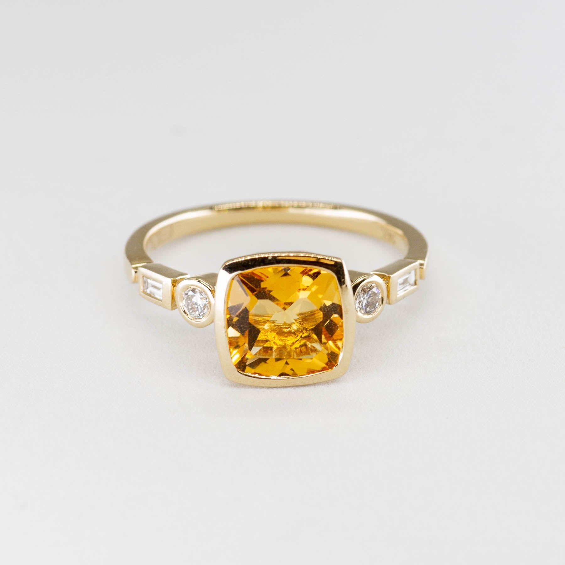 'Effy' Cushion Cut Citrine and Diamond Ring | 1.50ct 0.18ctw | SZ 7 | - 100 Ways