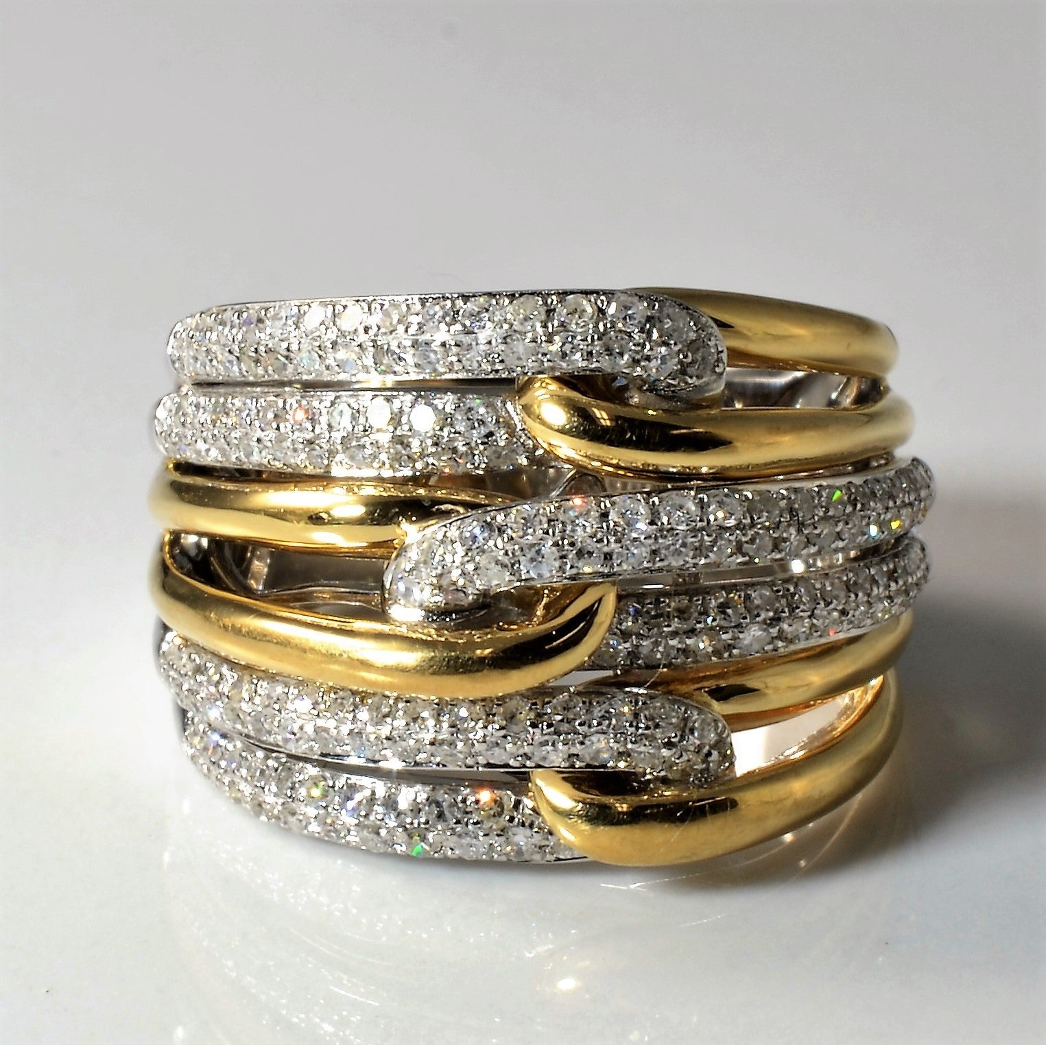 'Effy' Interlocking Two Tone Diamond Ring | 0.65ctw | SZ 7 | - 100 Ways