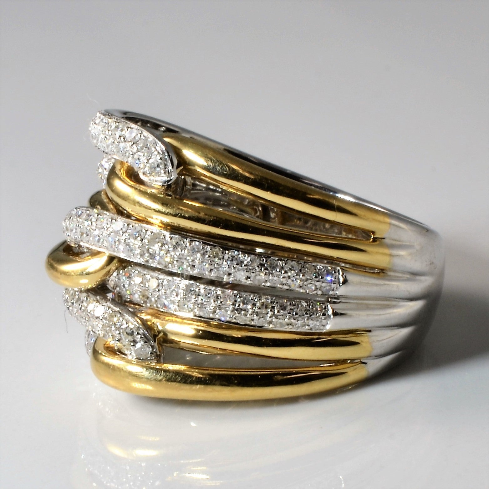 'Effy' Interlocking Two Tone Diamond Ring | 0.65ctw | SZ 7 | - 100 Ways
