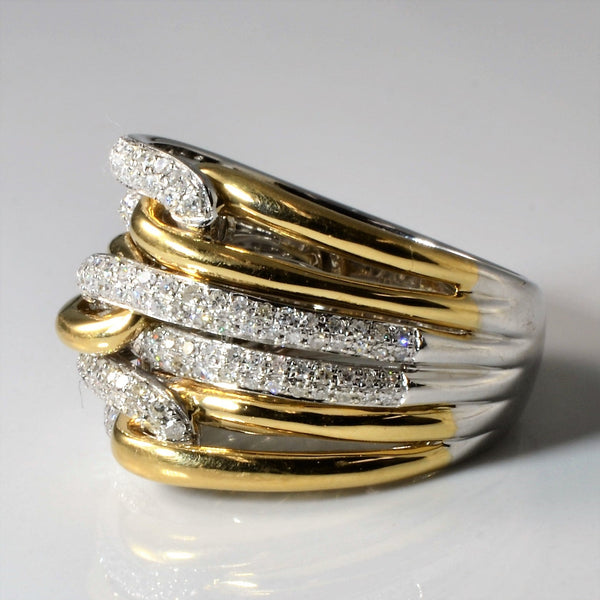 'Effy' Interlocking Two Tone Diamond Ring | 0.65ctw | SZ 7 |