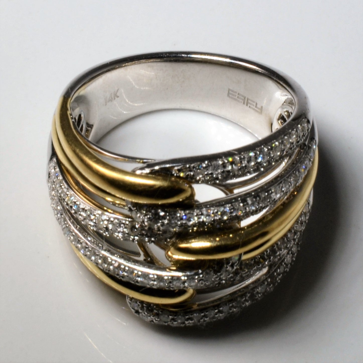 'Effy' Interlocking Two Tone Diamond Ring | 0.65ctw | SZ 7 | - 100 Ways