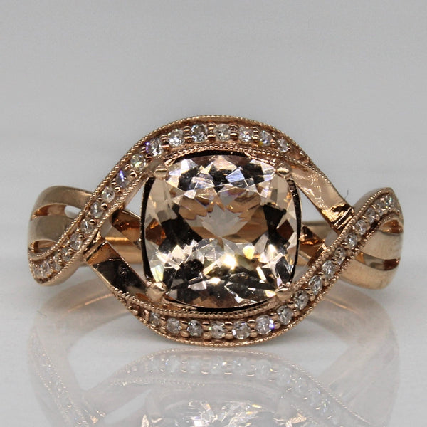 'Effy' Morganite & Diamond Bypass Ring | 1.78ct, 0.19ctw | SZ 7 |