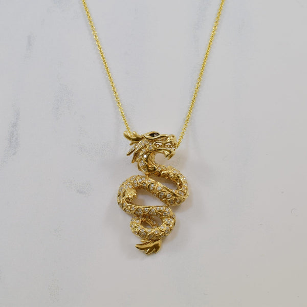 'Effy' Pave Diamond Dragon Necklace | 0.91ctw | 18