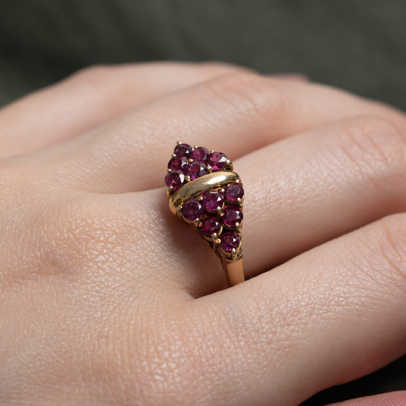 14k Ruby Double Triangle Cluster Ring | 1.60ct | SZ 8