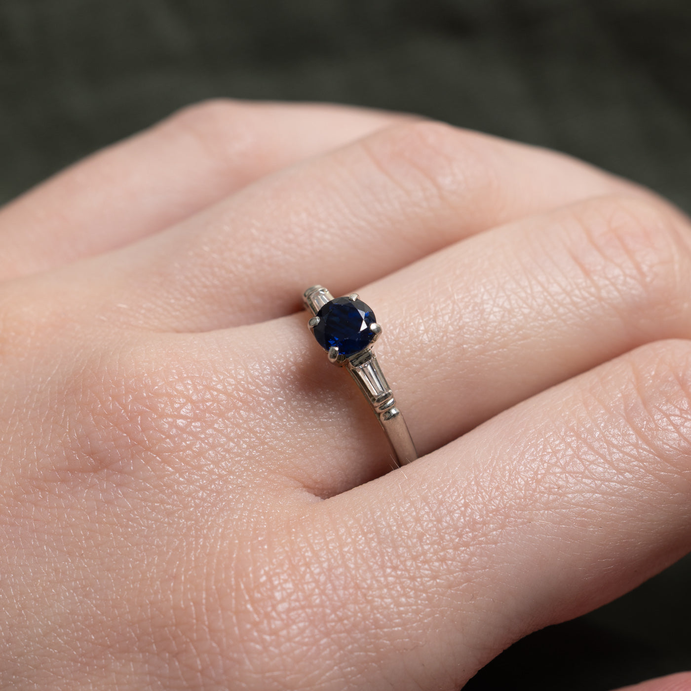 18k White Gold Sapphire & Diamond Accented Ring | 0.75ct, 0.07ctw | SZ 6.25