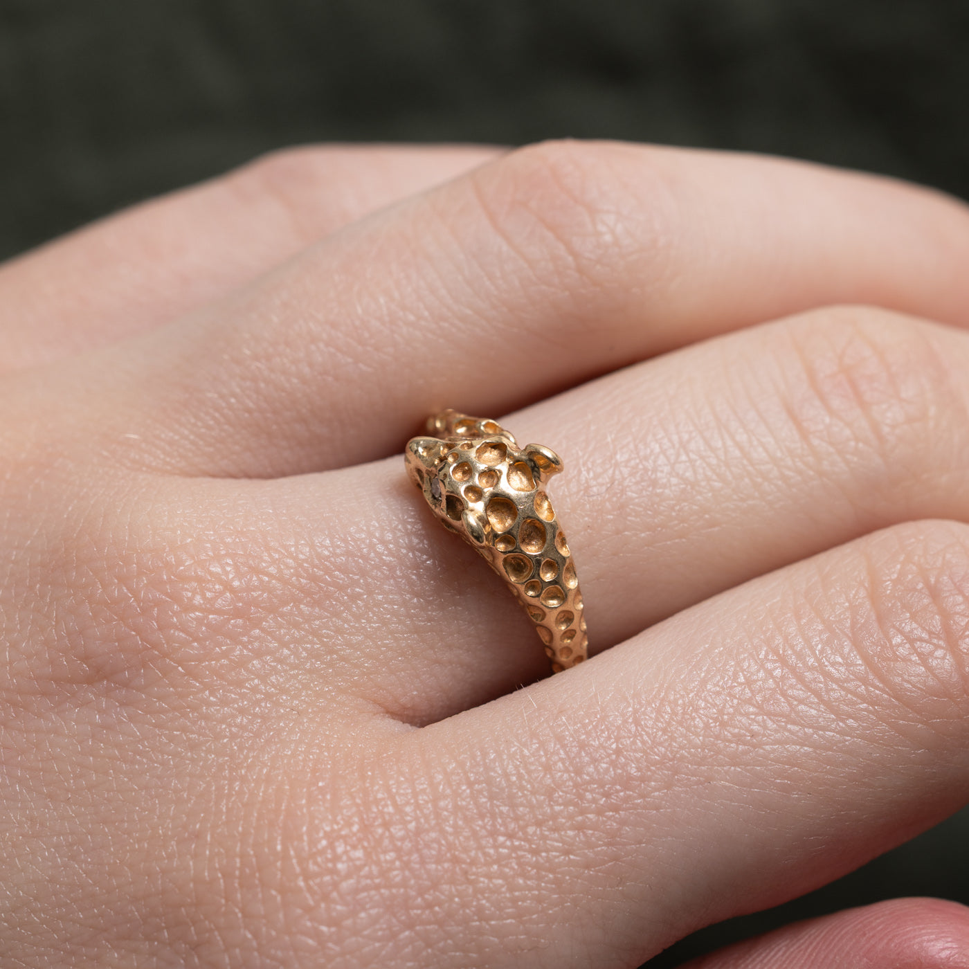 10k Diamond Textured Panther Bypass Ring | 0.03ctw | SZ 7.25