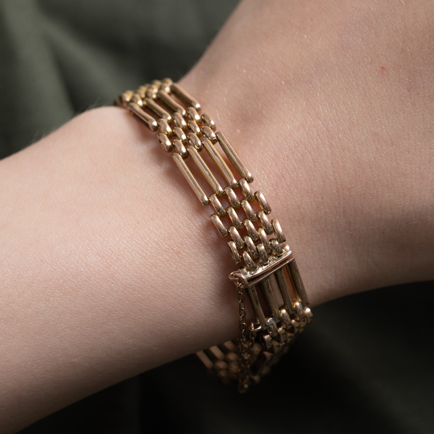 9k Rose Gold Modified Panther Link Bracelet | 7.25"