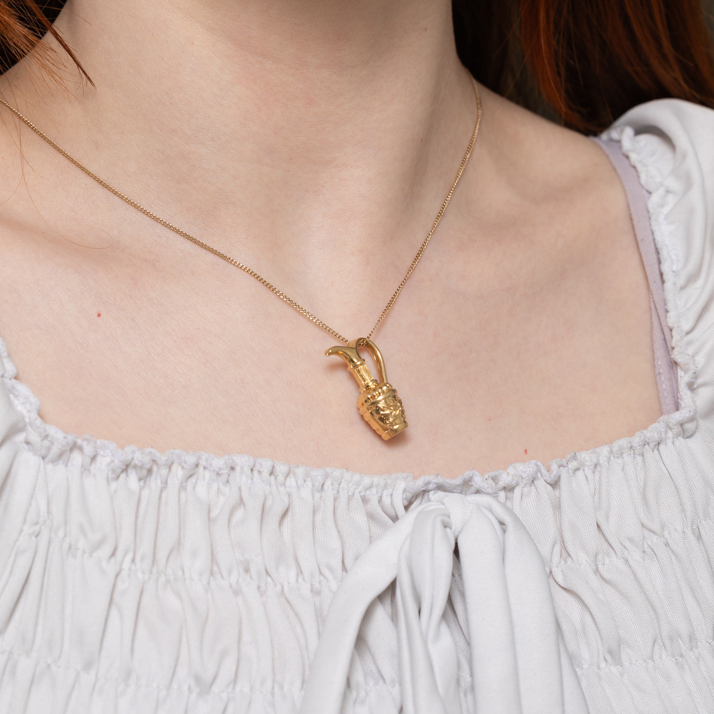 18k Yellow Gold Engraved Ewer Pitcher Charm