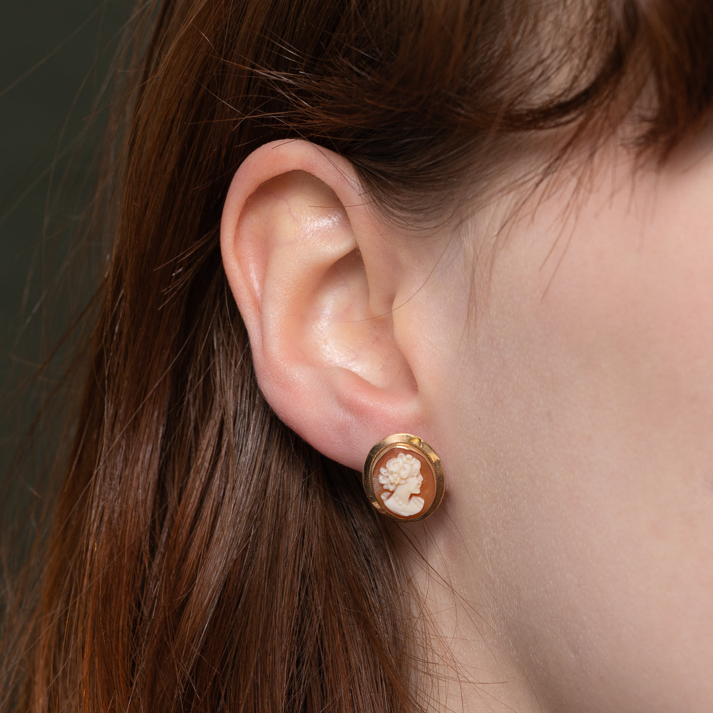 Solitaire Bezel Set Shell Cameo Stud Earrings | 3.60ctw