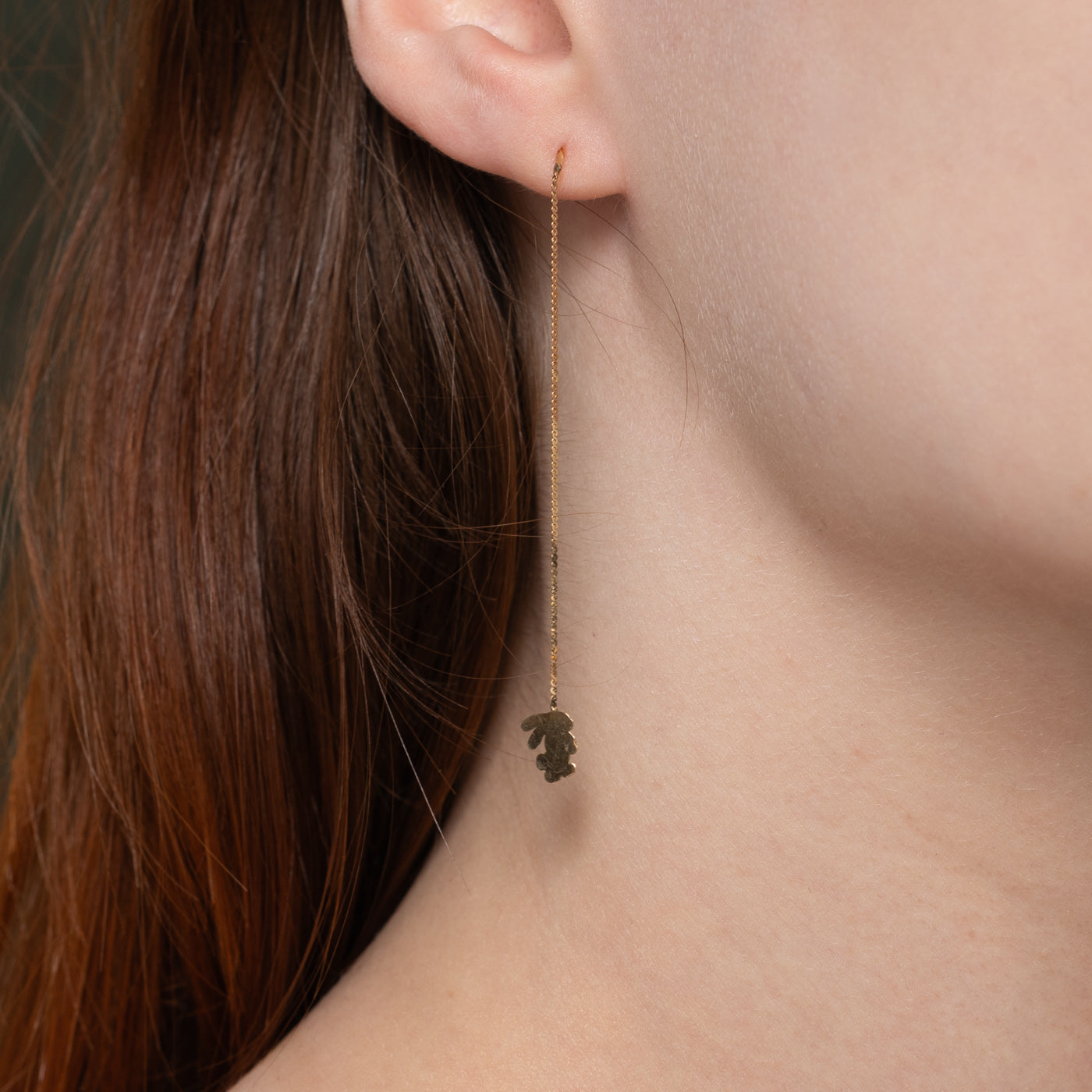 14k Yellow Gold Bunny Threader Drop Earrings