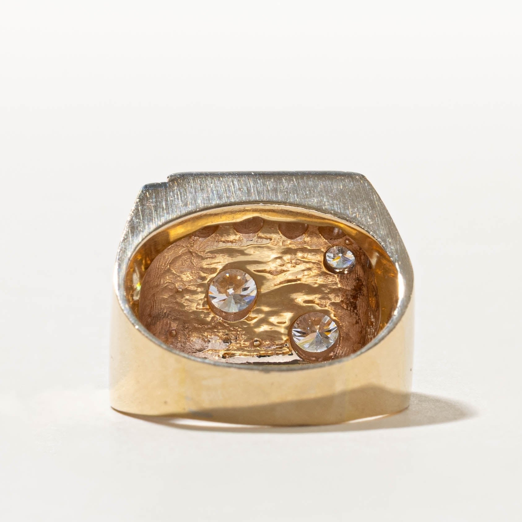 14k Scattered Diamond Textured Chunky Cocktail Ring | 2.37ctw | SZ 10.5