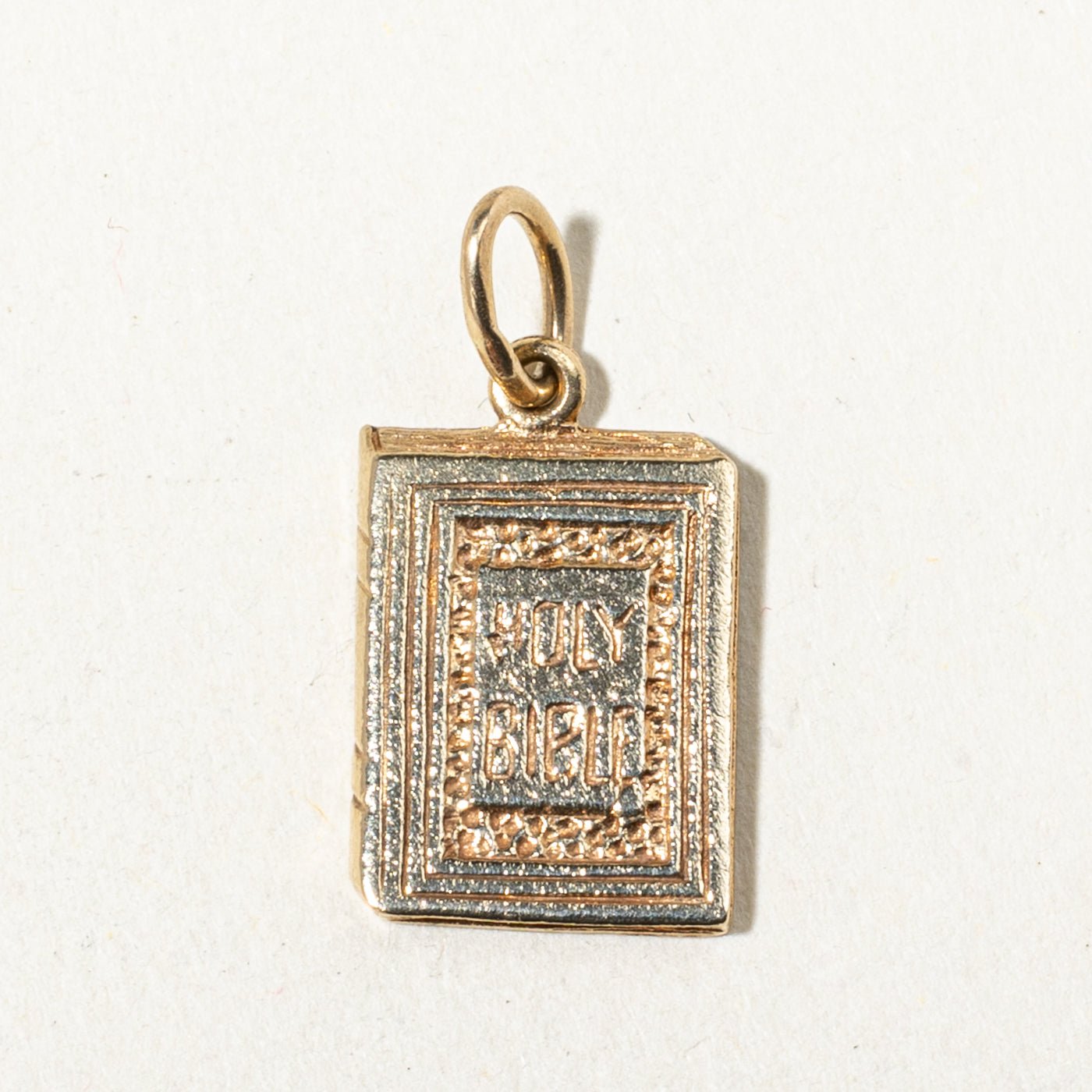 10k Yellow Gold Embossed Holy Bible Charm