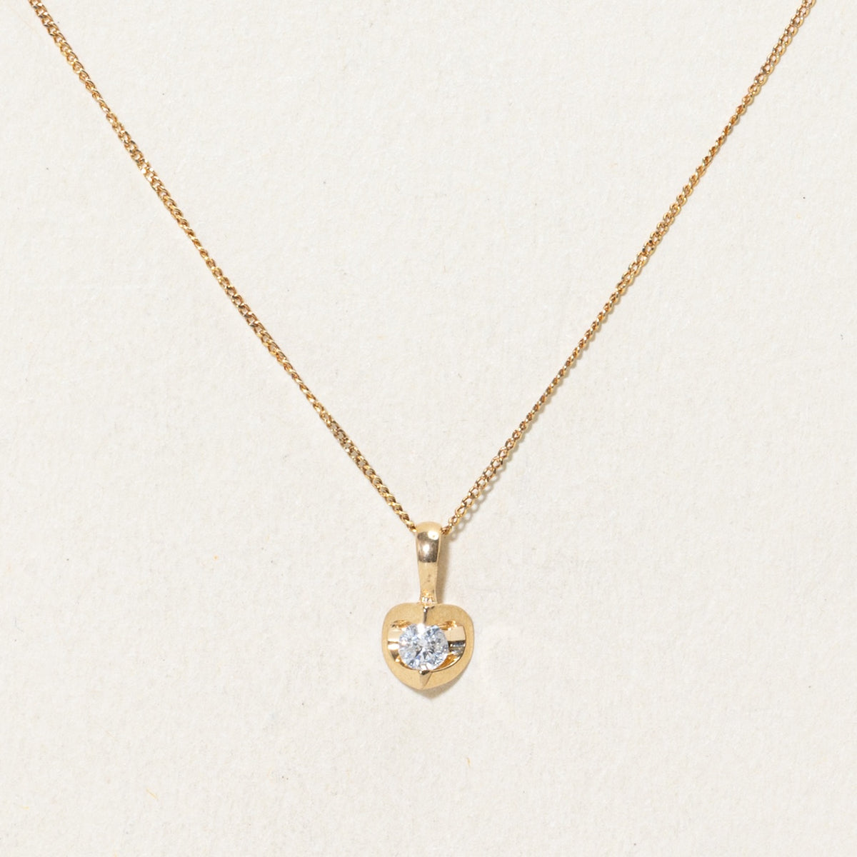 14k Tension Set Diamond Heart Pendant Necklace | 19"
