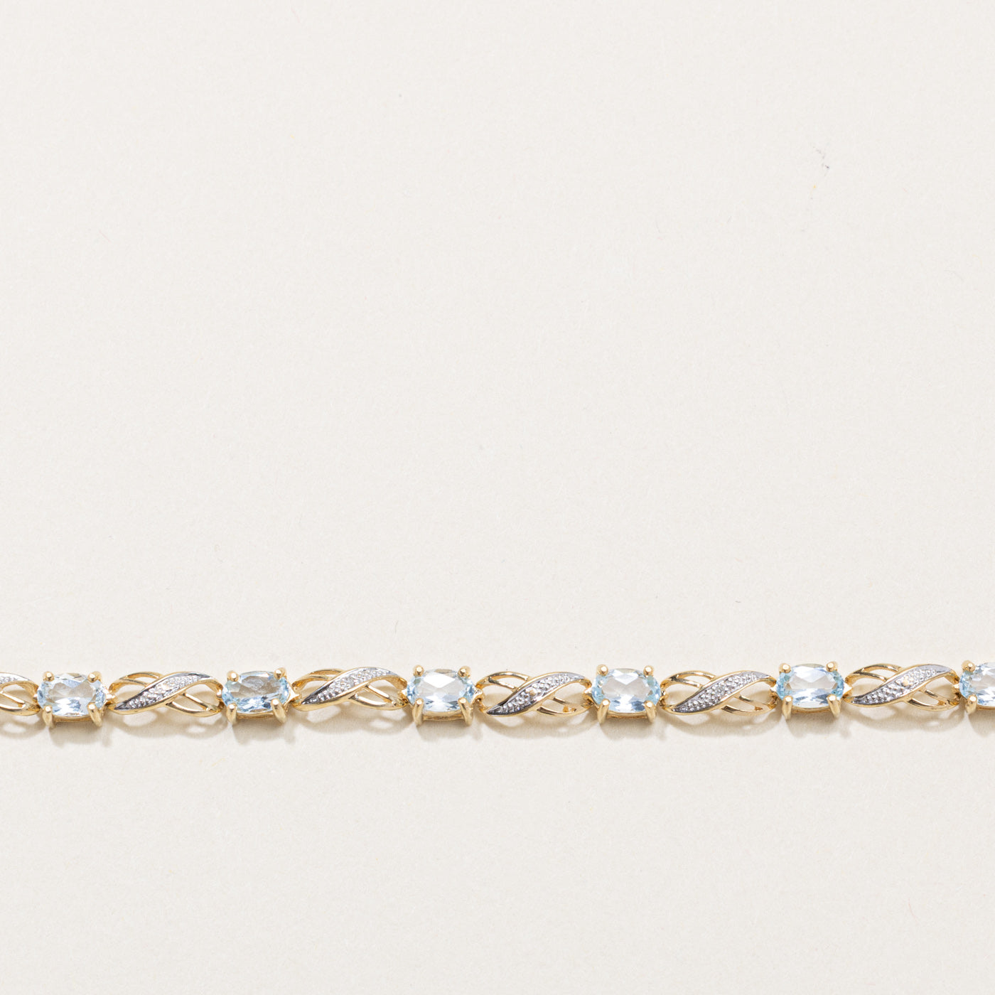 Aquamarine & Diamond Crossover Gemstone Bracelet | 3.30ctw, 0.03ctw | 7.75"