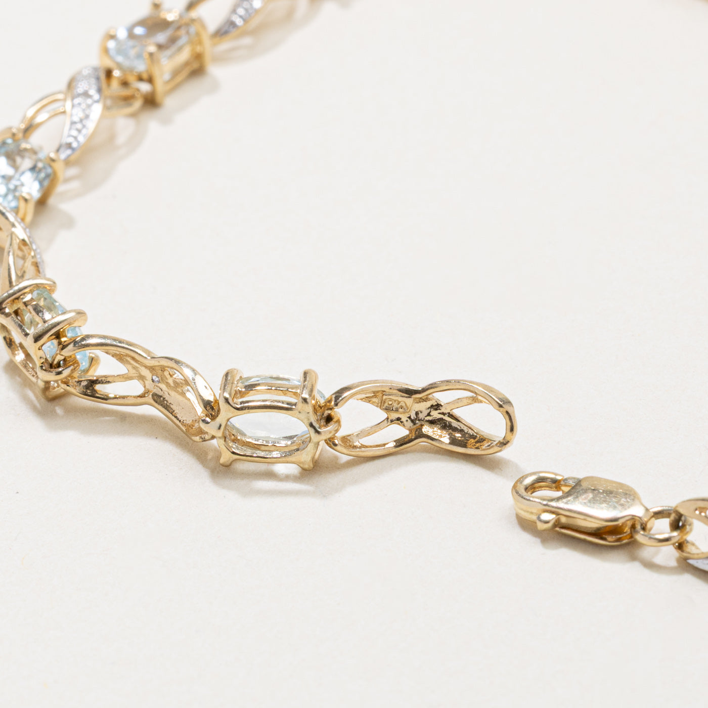 Aquamarine & Diamond Crossover Gemstone Bracelet | 3.30ctw, 0.03ctw | 7.75"