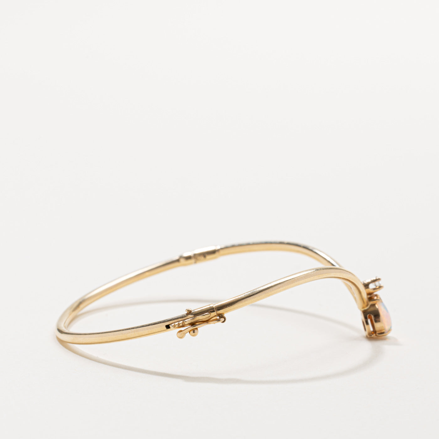 Teardrop Opal & Diamond Chevron Cuff Bracelet | 7"