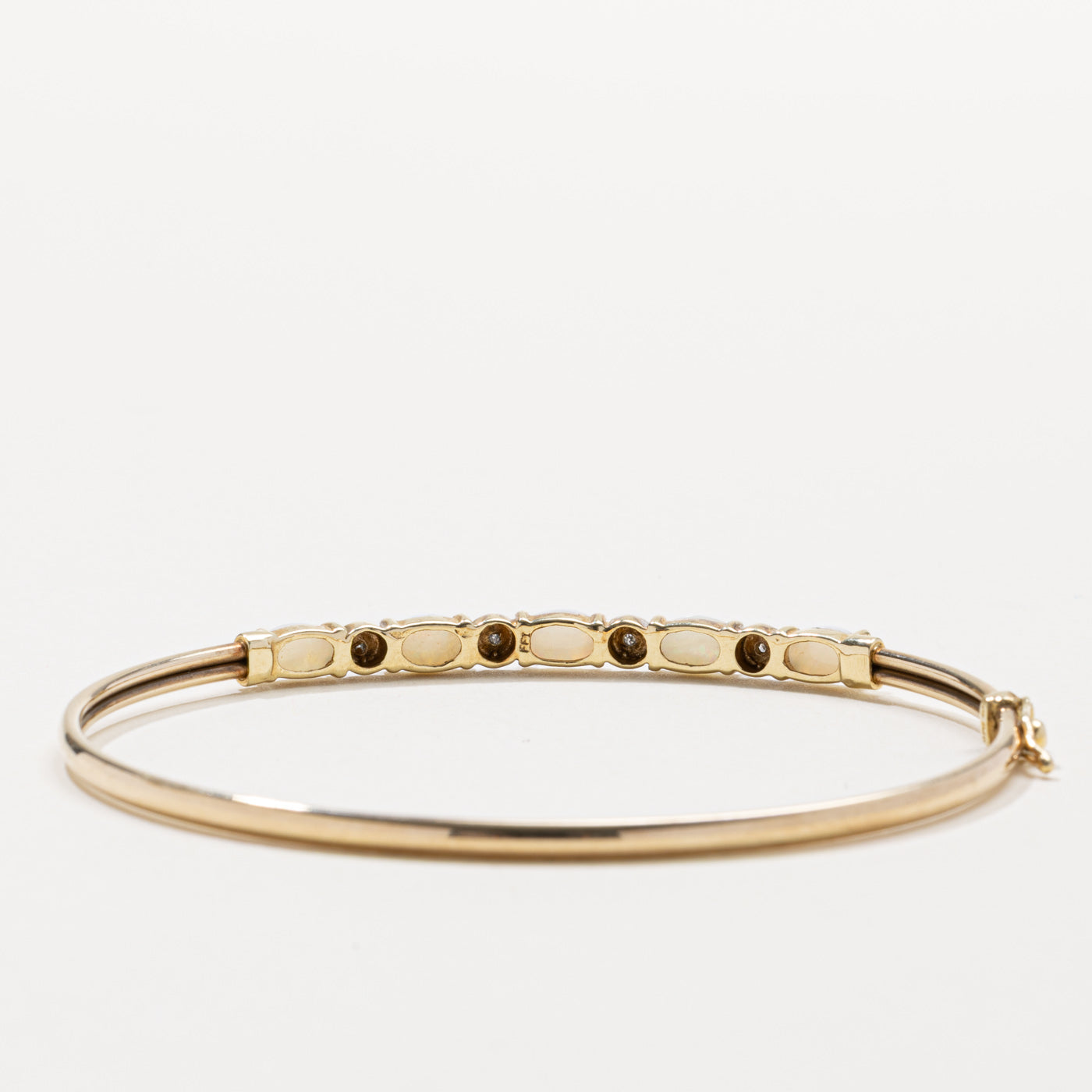 Five Stone Opal & Diamond Bangle Bracelet | 7"