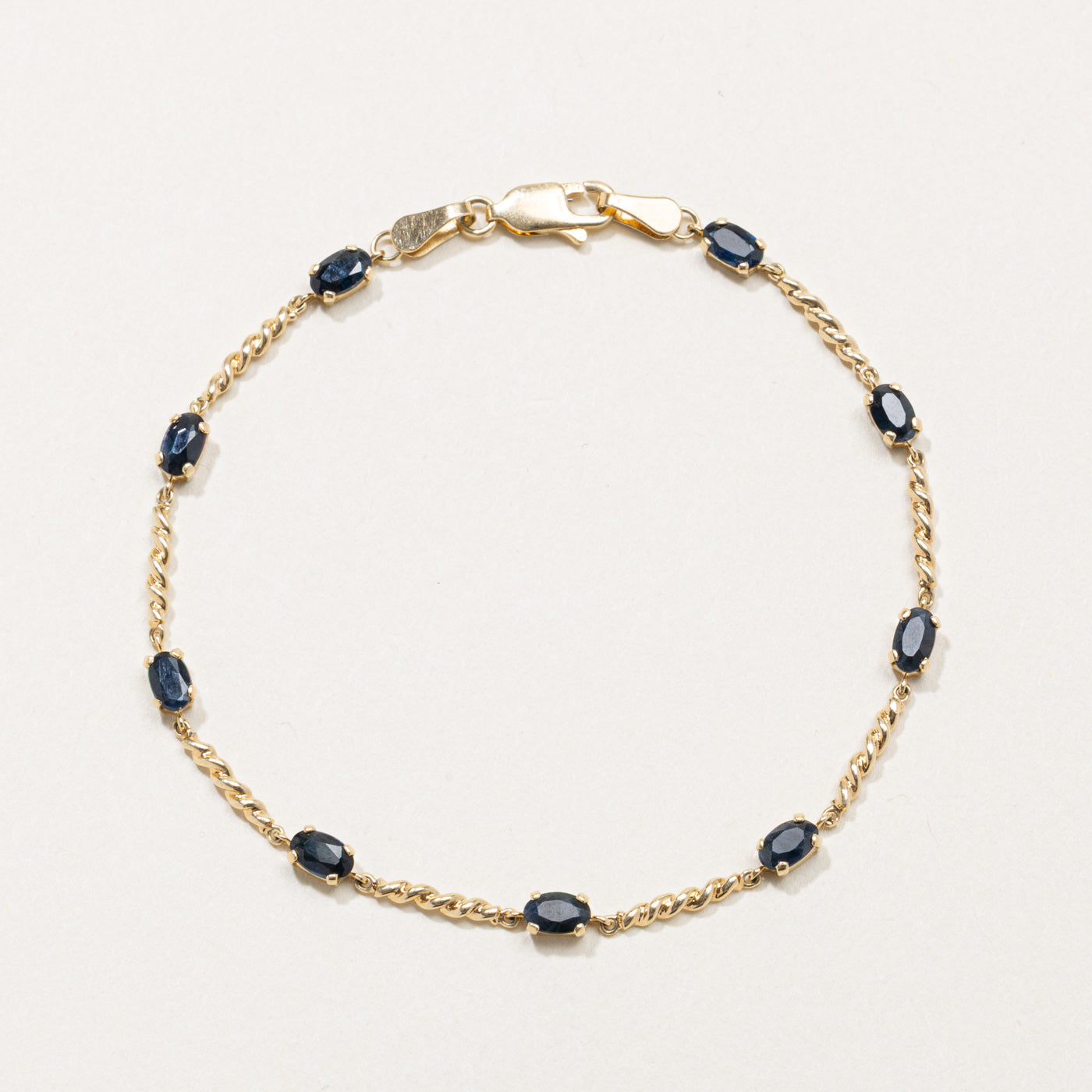 14k Sapphire Twist Bar Gemstone Bracelet | 1.8ct | 7.5"